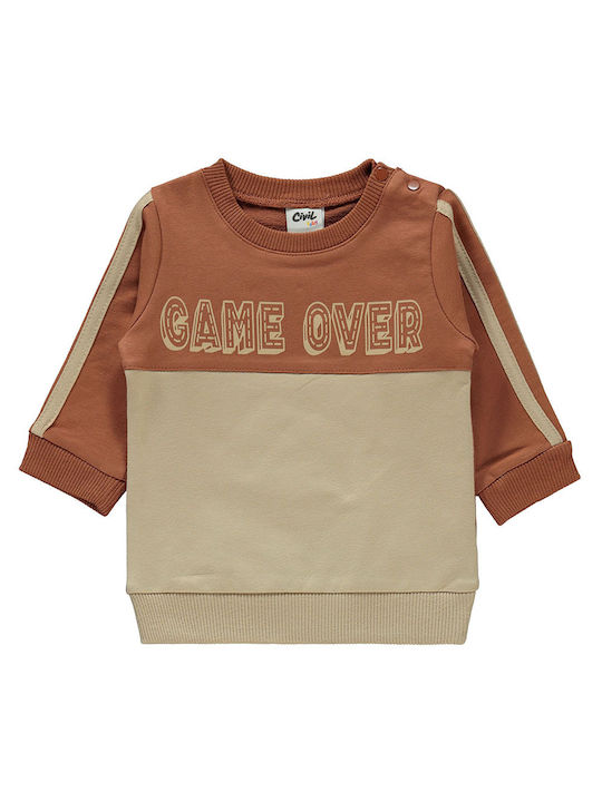 Baby GAME OVER beige-brown boys' tracksuit set (6-24 months)