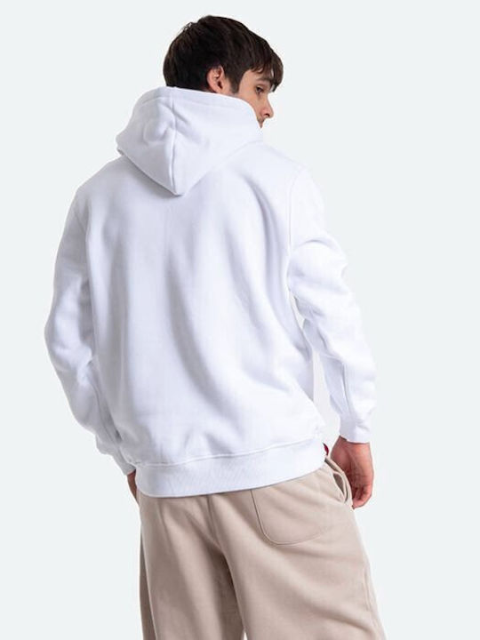 Alpha Industries Basic Men's Sweatshirt with Hood and Pockets White