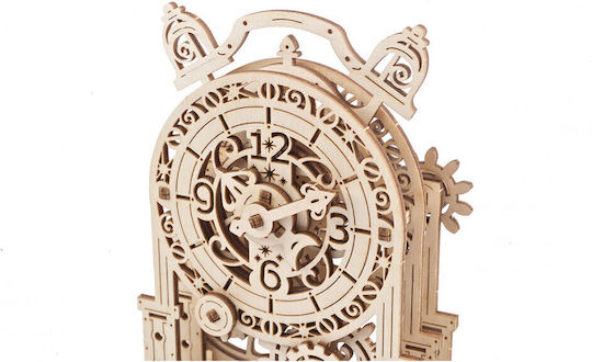 Ugears Tabletop Wooden Clock with Beige Alarm Clock 70163