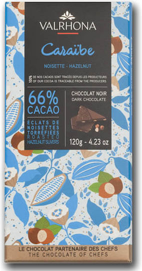 Valrhona Caraibe Chocolate Dark Hazelnuts with 66% Cocoa 85gr