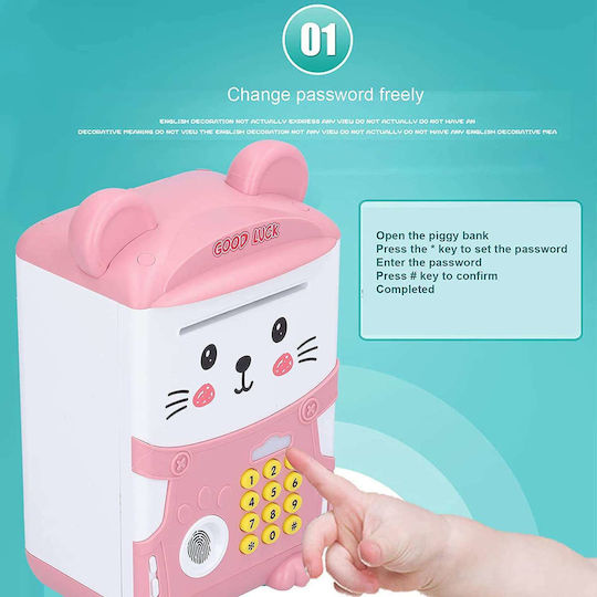 ATM Copil Cutiuta de bani Plastic Roz 13.5x22.5cm