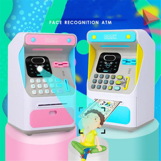 Mini ATM mit Gesichtserkennung Kinder Spardose Plastik Light Blue 16x14x26.5cm