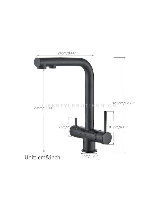 Stocco Kitchen Faucet Counter with Shower and Spiral Black Mat