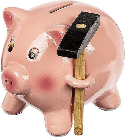 Money Box Ceramic Pink 14x8cm