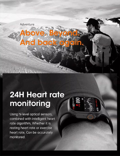 S8 Ultra 49mm Smartwatch with Heart Rate Monitor (Black)