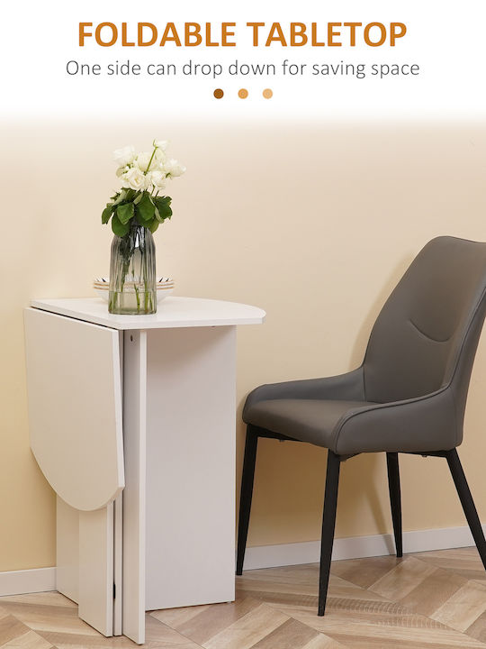 Table Dining Room Extendable Wooden White 60(+30)x47x74cm