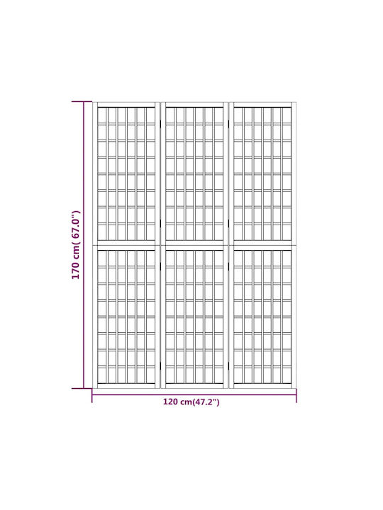 vidaXL Японски стил Декоративен Параван Платнен с 3 Панела 120x170см
