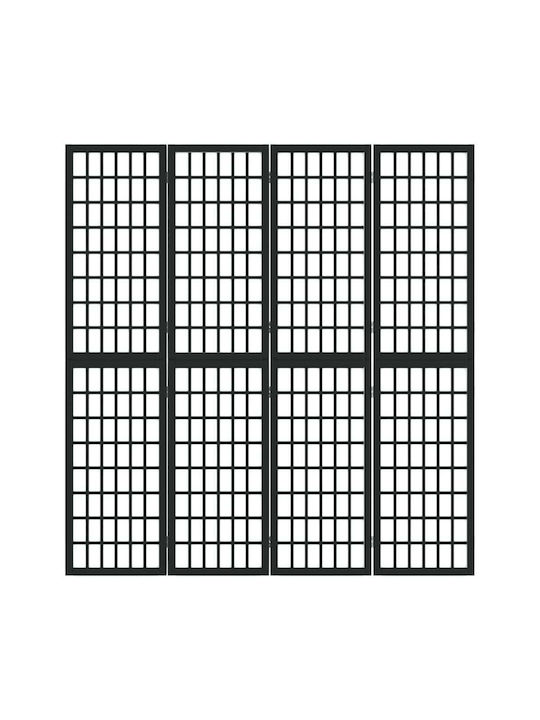 vidaXL Японски стил Декоративен Параван Платнен с 4 Панела Black 160x170см