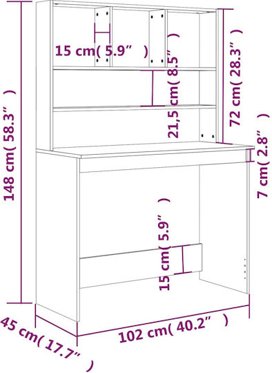 Birou Din Lemn Cu Birou Sonoma Stejar 102x45x148cm