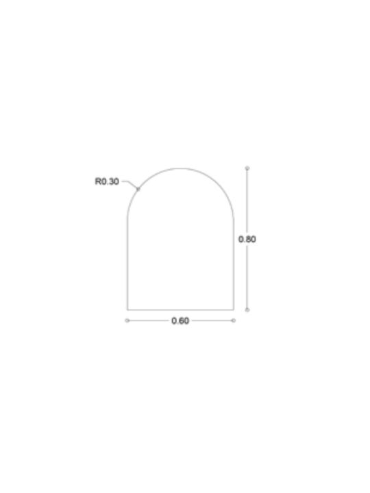 Iron Arch Полукръгъл Банско Огледало 60x80см Бял