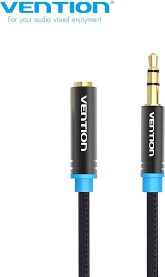 Vention Καλώδιο Ήχου 3.5mm male - 3.5mm female Μαύρο 1.5m με Επίχρυσους Ακροδέκτες VAB-B06-B150-M