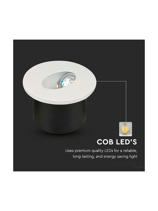 V-TAC Round Metallic Recessed Spot with Integrated LED and Warm White Light White 8x8cm. 1pcs