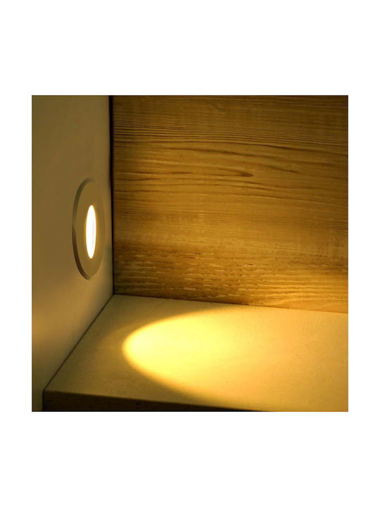 V-TAC Round Metallic Recessed Spot with Integrated LED and Warm White Light White 8x8cm. 1pcs