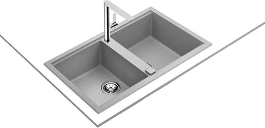 Teka Tegranite Nova 90 B-TG 2B 115260042 Drop-In Chiuvetă din Granit Sintetic L86xW51cm Piatră gri