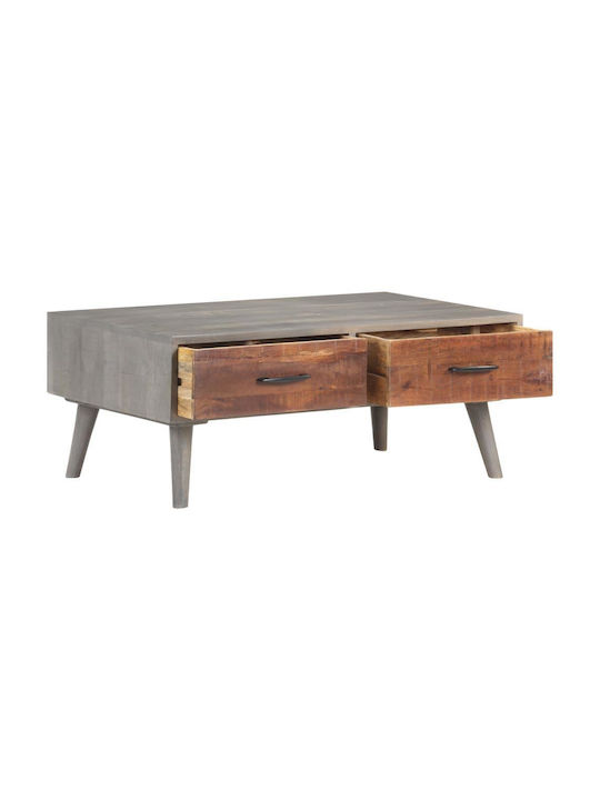 vidaXL Rechteckiges Zentral Kaffeetisch aus Massivholz mit Schubladen Beige M100xB60xH40cm