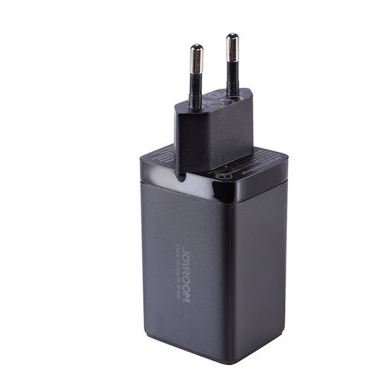 Joyroom Φορτιστής GaN με Θύρα USB-A και 2 Θύρες USB-C και Καλώδιο USB-C - USB-C 65W Power Delivery Μαύρος (TCG01)