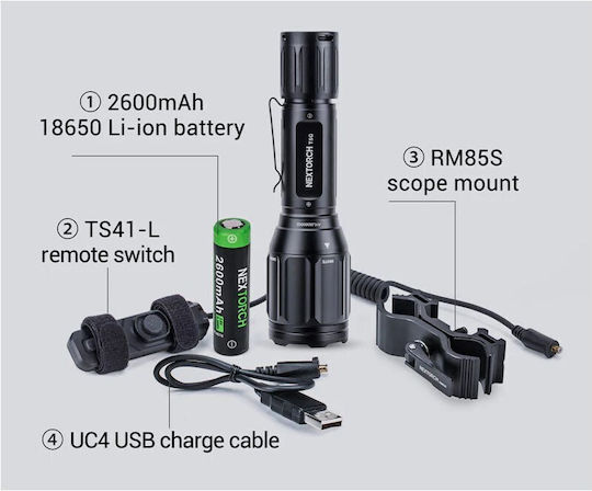 Nextorch Lumină de lucru și de sit, cu baterie Lanternă LED IPX7 cu Luminozitate Maximă 1200lm T5G Hunting Set Negru