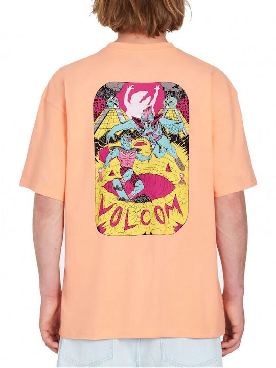 Volcom LSE Ανδρικό T-shirt Πορτοκαλί με Στάμπα