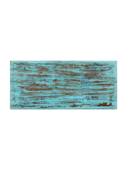 Rectangular Central Coffee Table Made of Solid Turquoise Wood W110xD50xH34cm