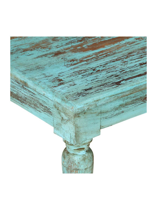 Rectangular Central Coffee Table Made of Solid Turquoise Wood W110xD50xH34cm