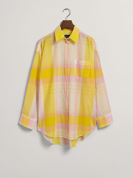 Women's Checked Long Sleeve Shirt Yellow