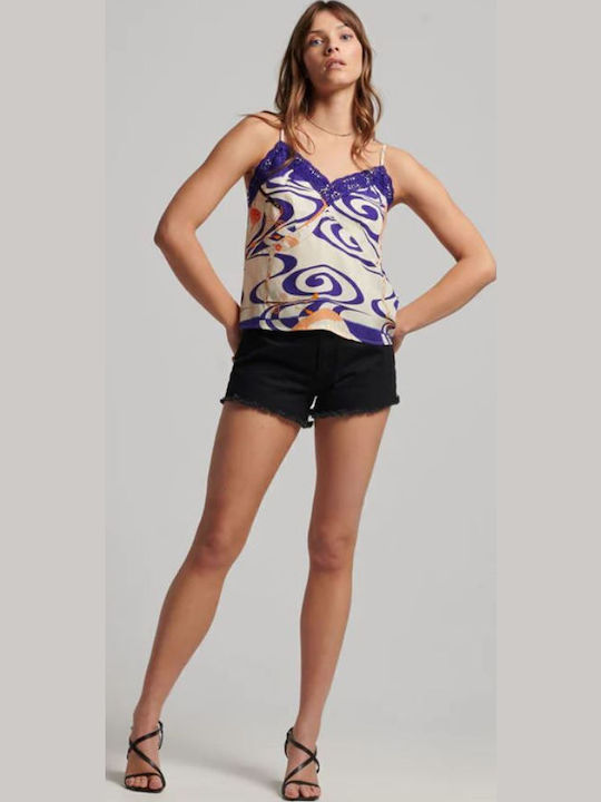 Women's Summer Blouse with Straps & V Neckline Multicolour