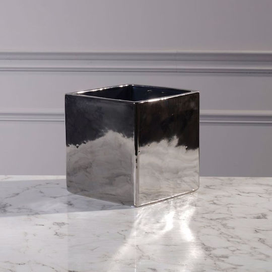 Supergreens Übertopf Keramik Silber 21x21x21εκ.