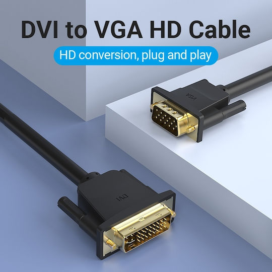 Vention Кабел DVI-I мъжки - VGA мъжки 2м Черен (EACBH)