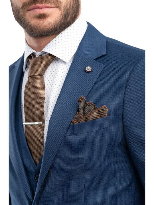 Men's Summer Suit with Vest Navy Blue