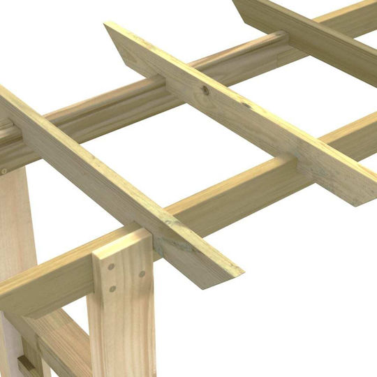 Arcadă De Grădină Din Lemn Cu Design În Grilă Pătrat Culoare Bej 150x60x204cm