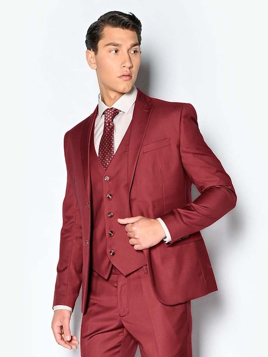 Men's Summer Suit Slim Fit Burgundy
