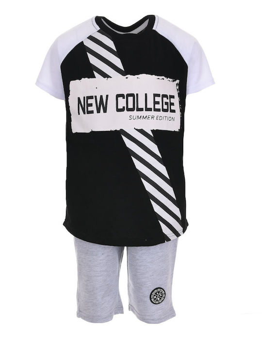 New College Kinder Set mit Shorts Sommer 2Stück Schwarz