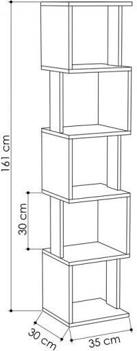 Bookcase Piri White / Mocha 35x30x161cm