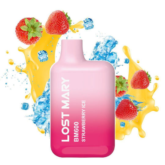 Lost Mary Țigară Electronică De Unică Folosință 600 Inhalări Strawberry Ice 2ml 20mg Roz