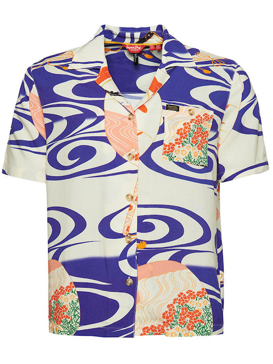 Beach Resort Shirt Κοντομάνικο Γυναικείο Πουκάμισο Multicolored