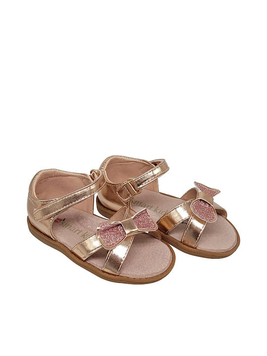 Smart Kids 12/226 Kids' Glitter Bow Sandal for Girls with Sticker - BRONZE-bronze-35/8/16/58