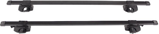 Steel Car Roof Bars 120cm Universal for Cars with Factory Bars Set with Roof Rack Legs and Lock Black