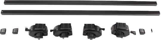 Steel Car Roof Bars 120cm Universal for Cars with Factory Bars Set with Roof Rack Legs and Lock Black