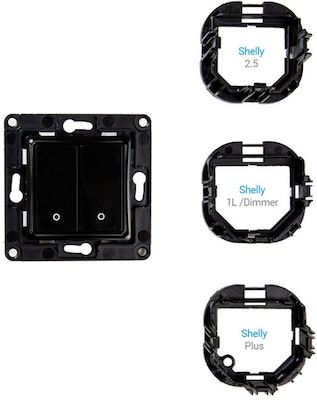 Shelly WS2 Recessed Wall Switch Commands Two-Way without Frame Black