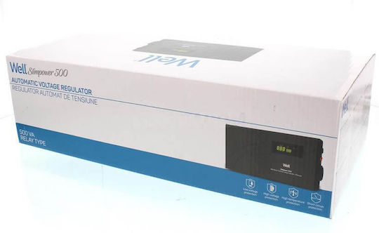 Well SlimPower AVR-500VA Compact Σταθεροποιητής Τάσης με 1 Πρίζα Ρεύματος