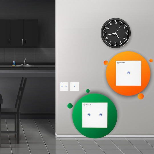 Tellur Стенен Сензорен Стенен Прекъсвач Wi-Fi Двойна с Бял Рамка
