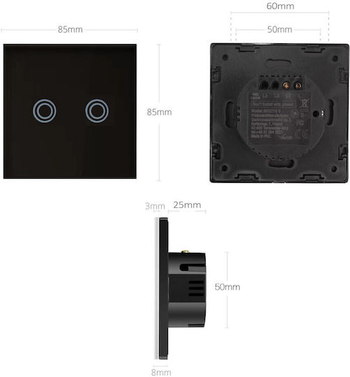 Maclean Energy Recessed Touch Wall Switch Lighting One-Way with Frame Medium Black