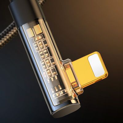 Joyroom S-UL012A6 Winkel (90°) / Geflochten USB-A zu Lightning Kabel Schwarz 1.2m