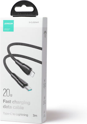 Joyroom S-CL020A11 Geflochten USB-C zu Lightning Kabel 20W Schwarz 3m