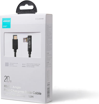 Joyroom S-CL020A6 Winkel (90°) / Geflochten USB-C zu Lightning Kabel 20W Schwarz 1.2m