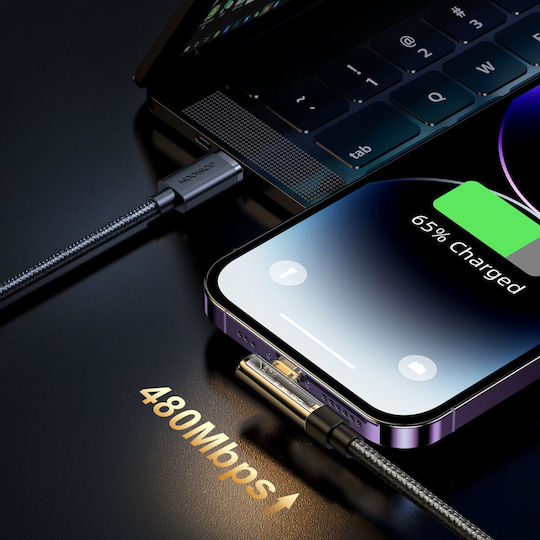 Joyroom S-CL020A6 Ъгъл (90°) / Плетена USB-C към Lightning кабел 20W Черен 1.2м