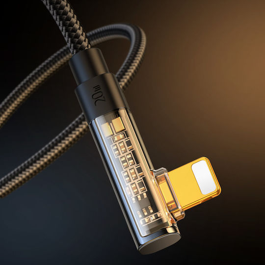 Joyroom S-CL020A6 Ъгъл (90°) / Плетена USB-C към Lightning кабел 20W Черен 1.2м