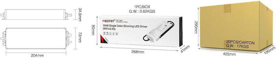 GloboStar Регулируемо Затъмняващо Се LED Захранване Водоустойчиво IP67 Мощност 150W С Изходно Напрежение 24V