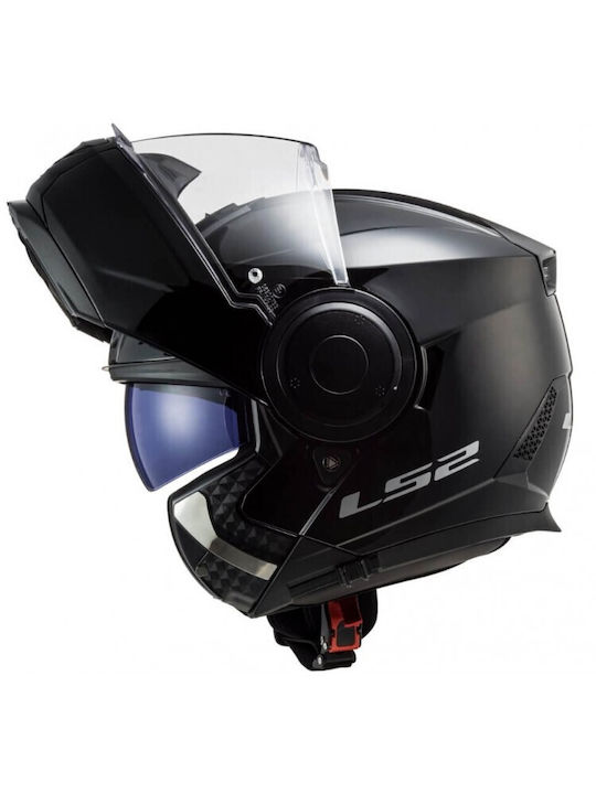 LS2 Scope FF902 Solid Black Motorcycle Helmet Flip-Up ECE 22.05 1650gr with Sun Visor