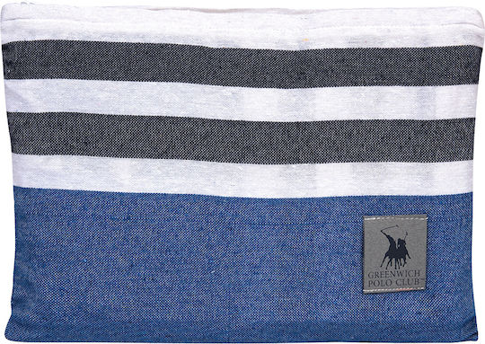 Greenwich Polo Club Beach Towel Pareo Cotton Blue with Fringes 170x90cm